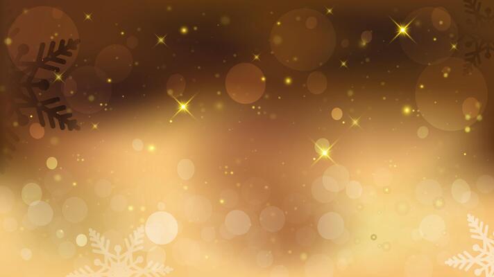 Abstract bokeh lights with glitter and snowflake on dark brown background. illustration for Christmas and New year holiday.