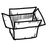 Doodle sketch style of cardboard box drawn illustration for concept design. vector