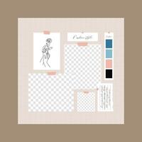 Hand drawn moodboard template design vector