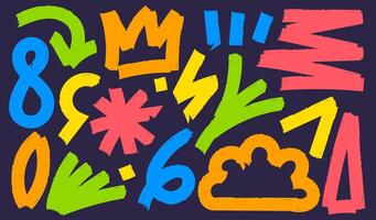 Set of asbtract doodles shapes. Collection colorful hand drawn doodles. Abstract creative minimalist style art for children. vector