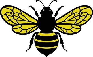 Cartoon bee logo design in color and black and white. Simple and cute outline icon. vector