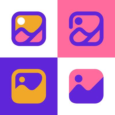 Image Photo Icon for mobile application or website user interface with 4 variant style color