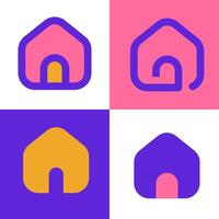 Home Icon for mobile application or website user interface with 4 variant style color vector