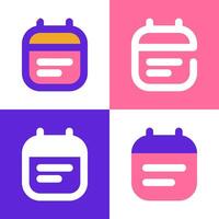 Calendar Event Date icon pack for mobile application or website user interface with 4 variant style color vector