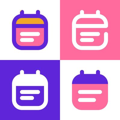 Calendar Event Date icon pack for mobile application or website user interface with 4 variant style color