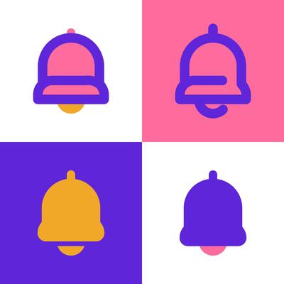Notification Icon for mobile application or website user interface with 4 variant style color