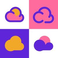 Cloud weather icon pack for mobile application or website user interface with 4 variant style color vector