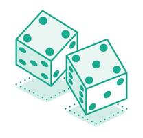 Dice game. Outline objects. Two dices cubes. Icon isolated on white background. vector