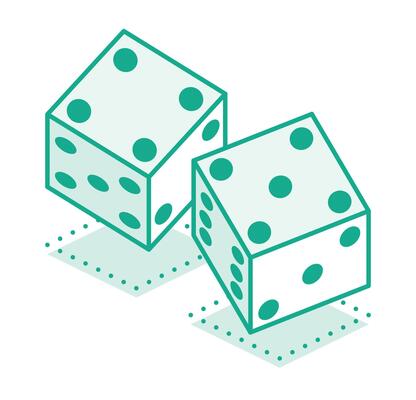 Dice game. Outline objects. Two dices cubes. Icon isolated on white background.