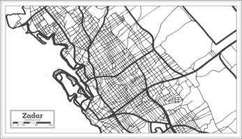 Zadar Croatia City Map in Black and White Color in Retro Style. Outline Map. vector