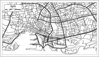 Split Croatia City Map in Black and White Color in Retro Style. Outline Map. vector