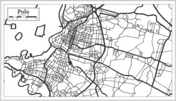 Pula Croatia City Map in Black and White Color in Retro Style. Outline Map. vector