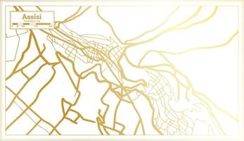 Assisi Italy City Map in golden Colors in Retro Style. Outline Map. vector