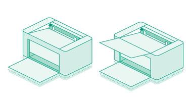 Isometric printer. Illustration. Outline object. vector