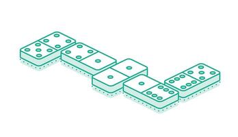 Isometric dominoes game. Casino. Outline objects isolated on white. vector