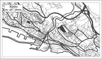 Rijeka Croatia City Map in Black and White Color in Retro Style. Outline Map. vector
