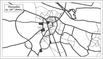 Varazdin Croatia City Map in Black and White Color in Retro Style. Outline Map. vector