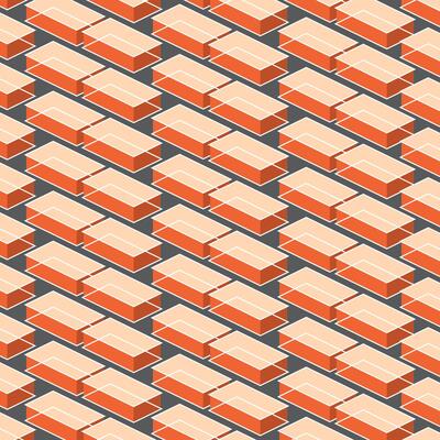 Abstract geometric background with red bricks. 3D background. Isometric objects.