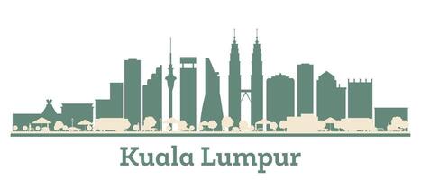 Abstract Kuala Lumpur city Skyline silhouette with Color Buildings. Business travel and tourism concept with modern architecture. Kuala Lumpur cityscape with landmarks. vector