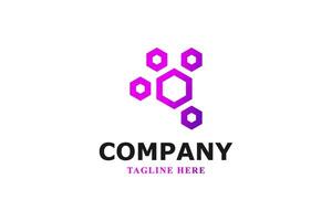hexagon logo tech and dimensions vector