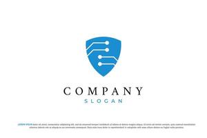 minimalist tech logo shield security vector