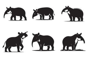 Silhouette Black and white image of a Tapir white background vector