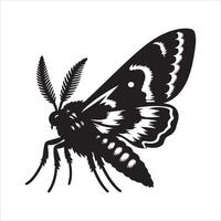 Black and White image of a moth on a white background vector