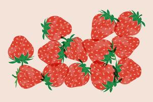 Strawberry wallpaper print background. Fruit illustration isolated. Greeting card background with strawberries for your design vector