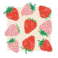 Strawberries colorful wallpaper print background. Fruit illustration on background. Background with strawberries for your design vector