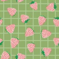 Strawberry colorful seamless pattern background. Fruit illustration isolated on green background. Seamless background with strawberries for your design vector