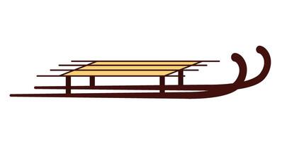 Sleigh brown. Simple sled illustration. Wooden sled without back. The theme of winter fun, skiing, active recreation. vector