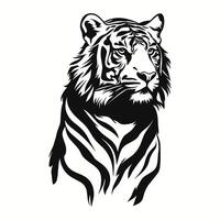 Tiger head icon silhouette. Black and white illustration isolated on background vector