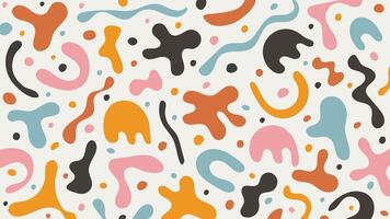 Fun abstract background of colorful hand drawn shapes and blobs. Pop art pattern with doodle and with matisse style shapes vector