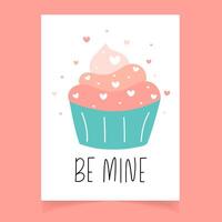 Valentines day postcard with hand drawn cake with cream and quote vector