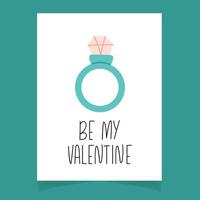 Greeting card for Valentines day with hand drawn ring with huge brilliant vector