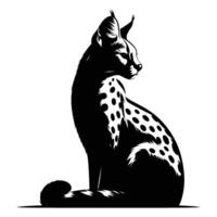 Serval Silhouette on White Background vector