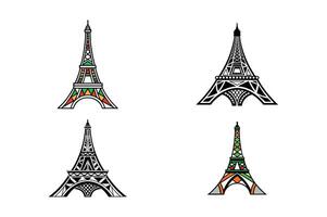 a stylized colorful depiction of a Eiffel tower vector