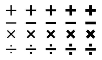 A series of mathematical symbols including plus, minus, and multiplication signs vector