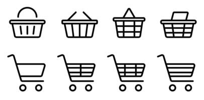 Shopping Cart and Basket Icon Set vector