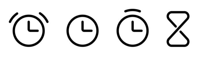 Minimalist clock and hourglass icon set vector