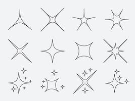 sparkle star icon set. simple star burst symbol outline vector