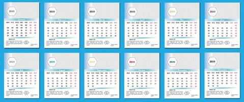 Year 2025 Calendar Templates Design vector