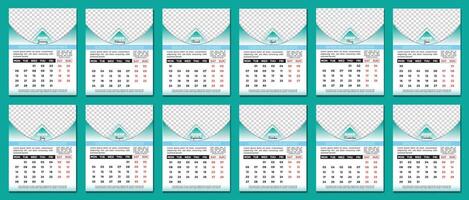 Calendar template for 2025 year. Week Starts on Monday vector