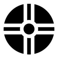 A black and white circle with a cross in the center vector