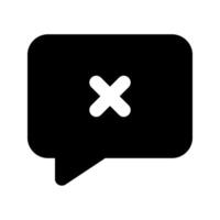 A black speech bubble with an x on it vector