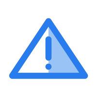 A blue warning sign with an exclamation mark vector
