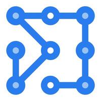 A blue and white icon with a circle and a line vector