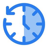 A clock icon with a blue arrow pointing to the left vector