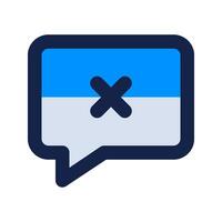 A speech bubble with an x on it vector