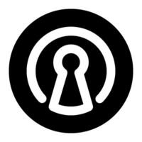 A black and white logo with a keyhole vector